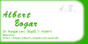 albert bogar business card